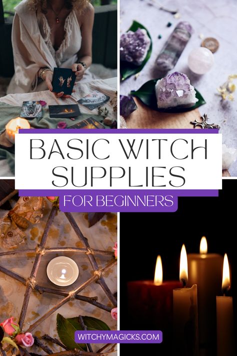 Craft your sacred space with our selection of essential witch supplies for novice practitioners. Let your magic unfold with Witchy Magicks! #SacredSpace #WitchyTools #WitchyMagicks Basic Witch Supplies, Beginner Witch Supplies, Witchy Websites, Alter Supplies, Witchy Basics, Witch Crafts Diy, Witch Diy Crafts, Witch Beginner, Witch Recipes