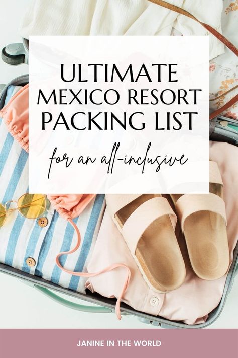 Learn exactly what to pack for a Mexico all-inclusive resort. Click through to pack for your Mexico beach vacation! | mexico packing list | cancun packing list | mexico resort packing | beach vacation packing list | what to wear in mexico | mexico travel tips | Playa Del Carmen, Mexico, Cabos Outfits Vacation Style, Riviera Maya Packing List, Things To Pack For Mexico All Inclusive, Things To Bring To Mexico Packing Lists, Pack For Cancun All Inclusive, How To Pack For All Inclusive Resort, What To Bring To All Inclusive Resort