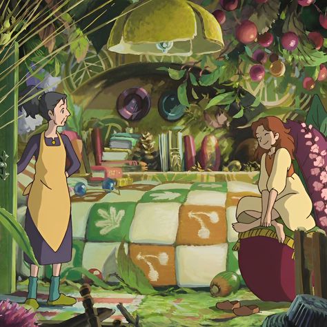 Japanese Film, The Secret World Of Arrietty, Secret World Of Arrietty, Studio Ghibli Background, Cottage Aesthetic, 6th Grade Art, The Secret World, White Poppy, Studio Ghibli Movies