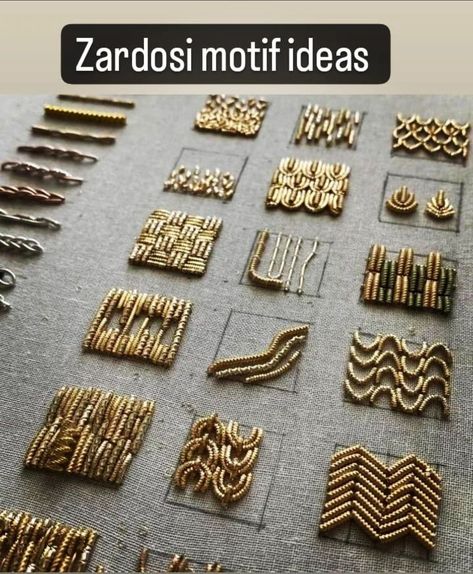 Zardosi Simple Design, Khatali Work Blouse Designs New, Zardosi Aari Work Design, Zarthosi Aari Work, Khatali Work In Blouse, Zardosi Mat Filling Stitch Design, Zardosi Stem Stitch Design, Zari Work Blouse Designs, Aari Design Pattern