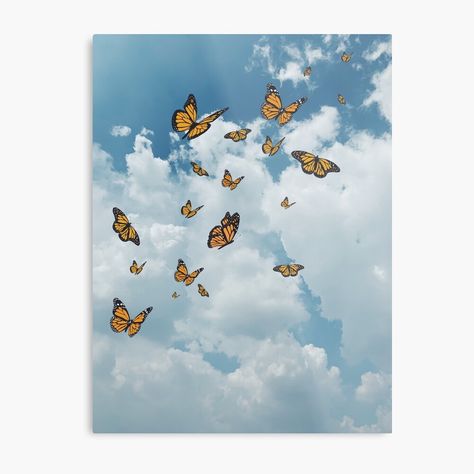 Nature, Flying Butterfly Painting, Butterflies Flying Away, Flying In The Sky, Photography And Illustration, Abstract Painting Techniques, Pastel Sky, Butterfly Illustration, Monarch Butterflies