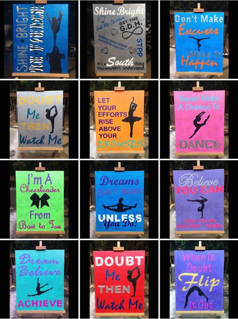 Custom Inspirational Cheerleading Gymnastics by SpiritbySummer Tela, Gymnastics Quotes, Gymnastics Room, Dance Team Gifts, Gymnastics Dance, Cheer Life, Cheer Party, Drill Team, Cheer Stuff