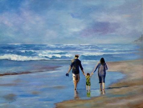 Collage Sculpture, Family Walking, Seascape Artists, Beachy Art, Lighthouse Art, Daily Painters, Waves Wallpaper, Painting Collage, Family Art