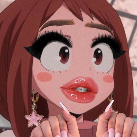 Mha Ochaco Uraraka, Anime Funny Face, Uraka Ochaco, Mha Uraraka, Nails Funny, Mha Pfp, Anime Acrylic, Anime Meme Face, Ochaco Uraraka