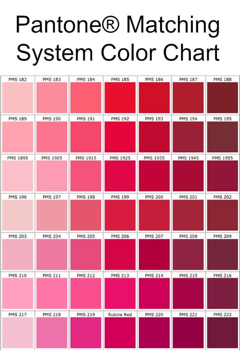 Pantone® Matching System Color Chart Pantone Color Palette Charts, Red Color Chart, Colors Pallets, Pantone Matching System, Color Knowledge, Pantone Color Chart, Code Color, Pantone Colour Palettes, Color Combinations For Clothes