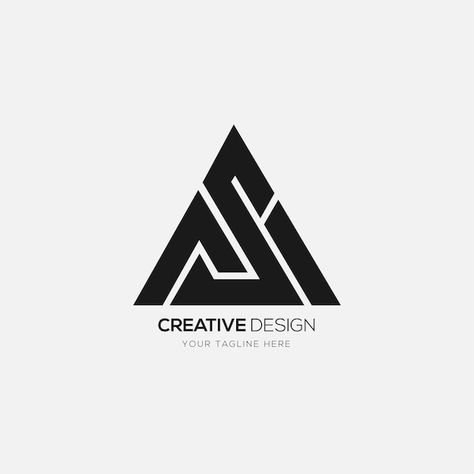 Vector modern letter a s i triangle shap... | Premium Vector #Freepik #vector #logo-elements #logo-design #business-logo #brand-logo Triangle Logo Design Ideas, Logo Shapes Design, Logo Triangle Design, Triangle Logo Ideas, Word Logo Design, Big Logo Design, Trinity Logo, Logo Design Ideas Creative, Modern Monogram Logo