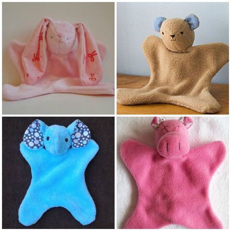 Patterns for sew your own lovey - when you lose one, sew another! Sew Ins, Infant Toys Diy, Tag Blankets, Couture Bb, Bunny Lovey, Easy Baby Blanket, Diy Bebe, Sewing Stuffed Animals, Finger Puppet