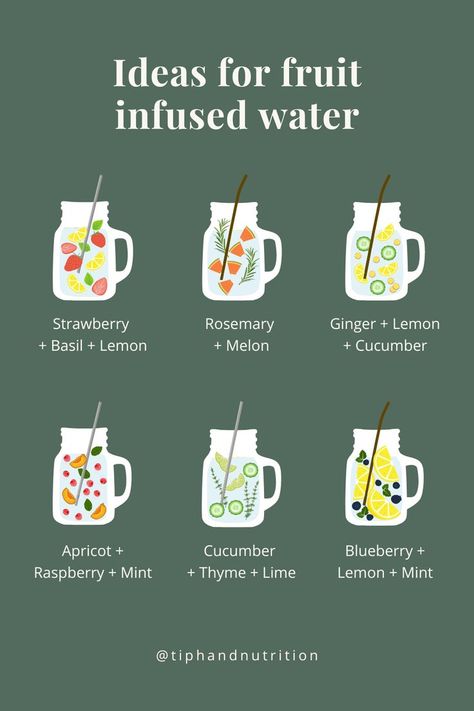 Have you tried fruit-infused water? Adding fruit, veg & herbs to water helps naturally enhance the flavour & helps you stay hydrated! Making fruit-infused water is so simple: 1. add the fruit, veg and/or herb of your liking to a jug or reusable bottle filled with cold water. 2. Let the water infuse in the fridge for 1 or 2 hours (or overnight) 3. Enjoy a refreshing and flavourful drink! You can keep this water for up to 2 days in the fridge. Infused Water Ideas, Healthy Water Recipes, Fruit Water Recipes, Water Ideas, Water For Health, Fruit Infused Water Recipes, Flavored Water Recipes, How To Make Water, Lemon Health Benefits