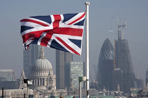 Union Jack over the city of London with a view of St. Paul's, The Gherkin and The Shard which is under construction I Hope One Day, I Miss You More, Love London, Uk Flag, Kingdom Of Great Britain, City Of London, London Skyline, Flying High, Do Nothing