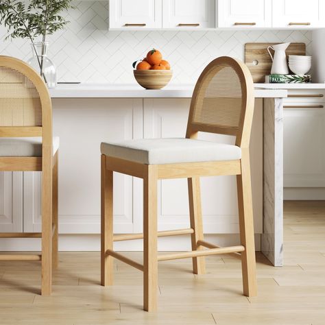 Rattan Counter Stools, Nathan James, Rattan Bar, Rattan Bar Stools, Island Chairs, Bohemian Kitchen, Dining Room Spaces, Into The Wood, Modern Kitchen Island