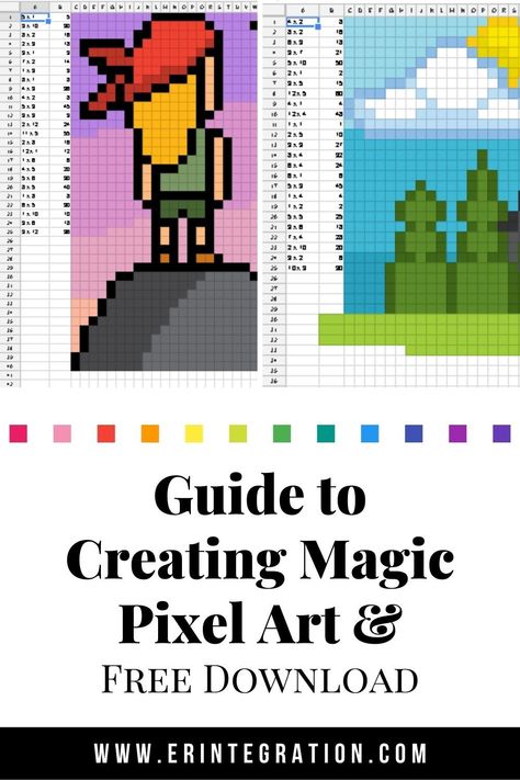 Digital pixel art, magic pixel art, magic revealing pixels – all of these terms describe a type of pixel art that is revealed to students when they type specific answers into Google Sheets. Learn more about how magic pixel art works and how to use it in your classroom for engaging and motivating self-checking review work for virtual learning.  Plus grab a FREE set of magic reveal pixel art to use with students. Pixel Art Lesson, Macrame Business, Two Magic Pixels, Technology Classroom, Technology Teacher, Elementary Technology, Classroom Elementary, Digital Media Art, Techie Teacher