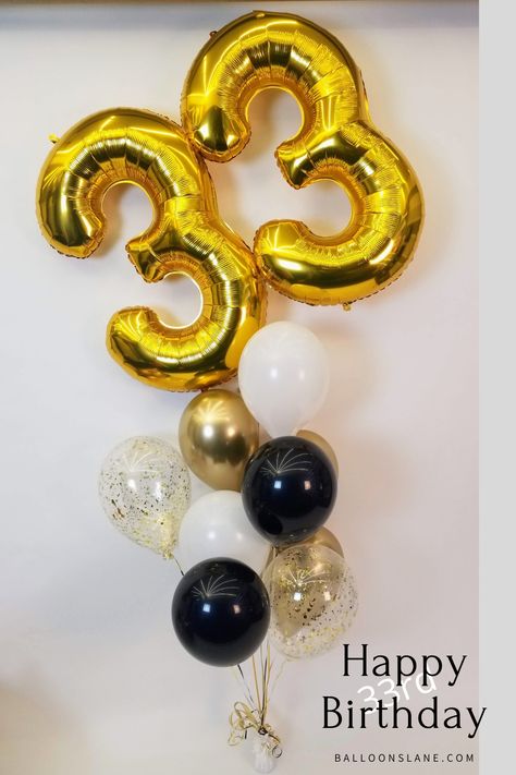 33 Birthday Balloons, Hello 33 Birthday, 33rd Birthday Ideas For Him, 33 Birthday Ideas Women, Big Balloons Birthday, Birthday Balloons Bouquet, Sweet 16 Balloon Decorations, Giant Balloons Birthday, Birthday Balloon Ideas