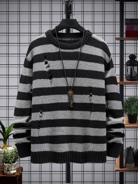 Temu Wishlist, Plus Size Male, Ripped Sweater, Mens Stripes, Mens Plus Size, Tall Guys, Big And Tall, Plus Size Casual, Striped Pattern