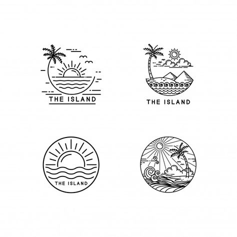 Logo De L'île Tropicale Vecteur Premium | Premium Vector #Freepik #vector #logo #arbre #voyage #eau Surf Logo Design, Logo Voyage, Logo Surf, Bil Camping, 심플한 그림, Surf Logo, Island Logo, Beach Logo, Inspiration Logo Design