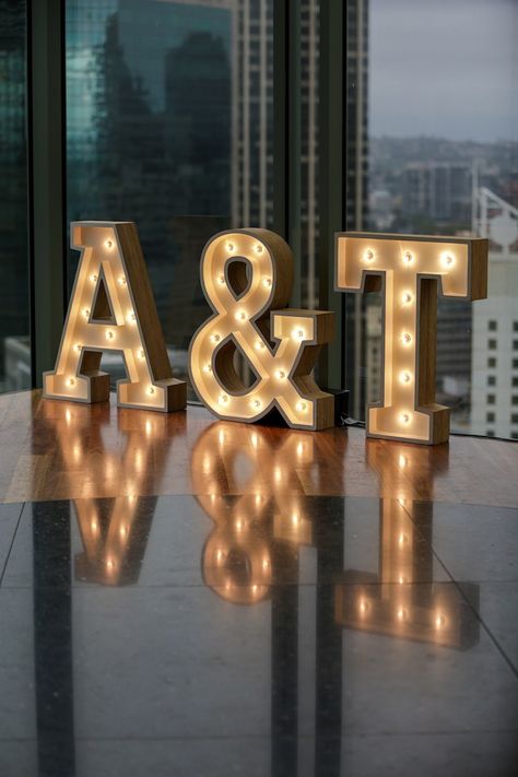 Marquee Letter Lights from a "Love at First Sight" Romantic Modern Wedding on Kara's Party Ideas | KarasPartyIdeas.com (6) Big Letters Decoration Wedding Ideas, Last Name Letters Wedding, Wedding Letter Lights, Light Up Wedding Letters, Light Letters Wedding, Wedding Light Letters, Wedding Light Up Letters, Large Letters Wedding, Letters At Wedding