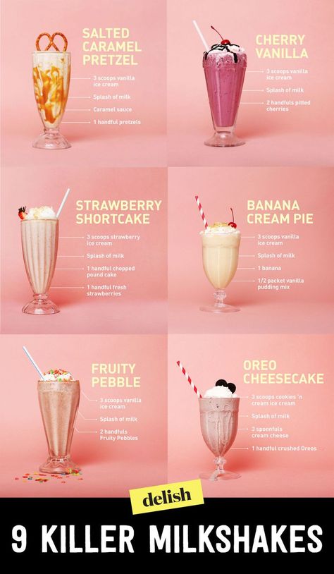 9 Killer Milkshakes That Will Rock Your World Resep Starbuck, Resep Koktail, Resep Juice, Oreo Shake, Best Milkshakes, Resep Smoothie, Oreo Milkshake, Resep Diet, Starbucks Drinks Recipes