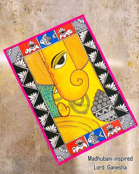 💫Discover the intricate beauty of this Madhubani Ganesha painting, a timeless piece of art rooted in the rich traditions of Mithila. Each detail in this handmade painting reflects the vibrant culture and skilled craftsmanship of Indian folk art. Bring home this unique artwork to add a touch of elegance and spirituality to your space. #MadhubaniPainting #MithilaArt #GaneshaArt #HandmadePainting #IndianFolkArt #TraditionalArt #CulturalHeritage #ArtCollectors #HomeDecor #MadhubaniArt #MithilaPa... Madhubani Ganesha, Ganesh Art Paintings, Gond Painting, Madhubani Paintings, Bubble Painting, Buddha Art Painting, Ganesh Art, Handmade Paint, Madhubani Art