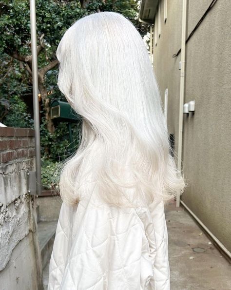 White Hair Half Up Half Down, White Hair Faceless Aesthetic, White Hair Updo, Shoulder Length White Hair, Long White Hair Aesthetic, White Hair Outfit, Black Cat Aesthetic Marvel, White Hair Asian, Blond White Hair