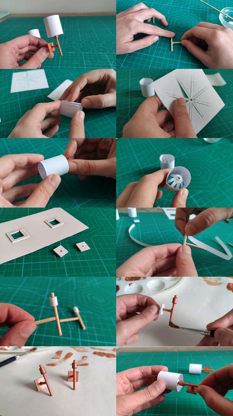 Simple and easy DIY miniature dollhouse wall lamps in 1/12 scale made with paper, cardstock, and bamboo skewers. Full step-by-step video tutorial with dimensions and materials is also available. Diy Dollhouse Electricity, Miniature Wall Decor, 1:12 Furniture, Paper Miniatures Diy, How To Make Dollhouse Miniatures, How To Make A Dollhouse, Handmade Miniatures Diy, Diy Miniatures Dollhouse, 1 6 Scale Miniatures Diy