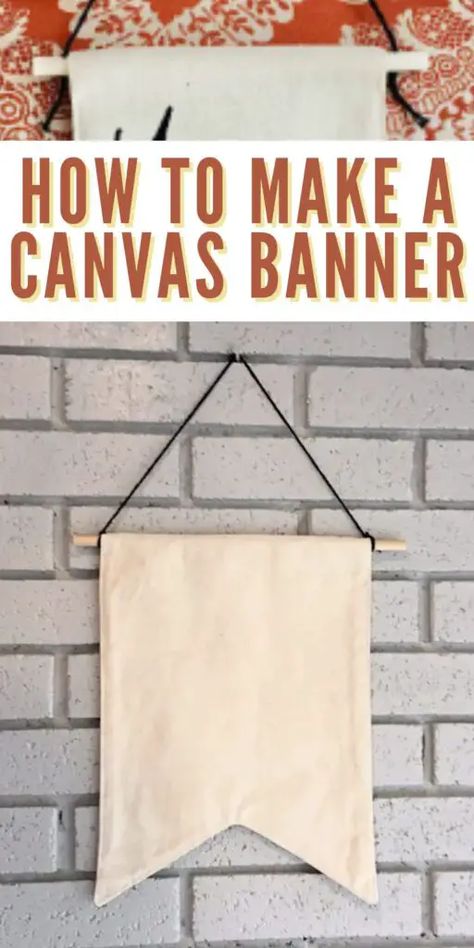 Diy Flag Banner Fabric, Couture, Painted Fabric Wall Hanging, Diy Canvas Banner Wall Hangings, Pin Banner Diy, Canvas Wall Hanging Ideas, Diy Pendant Banner, Diy Canvas Sign, Cricut Blanks Ideas