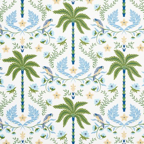 Island Palm Indoor/Outdoor - Blue & Green Fabrics Sleep Print, Blue Green Fabric, House Redo, Motifs Textiles, Tropical Fabric, Schumacher Fabric, Scale Design, Pattern Ideas, Tropical Pattern