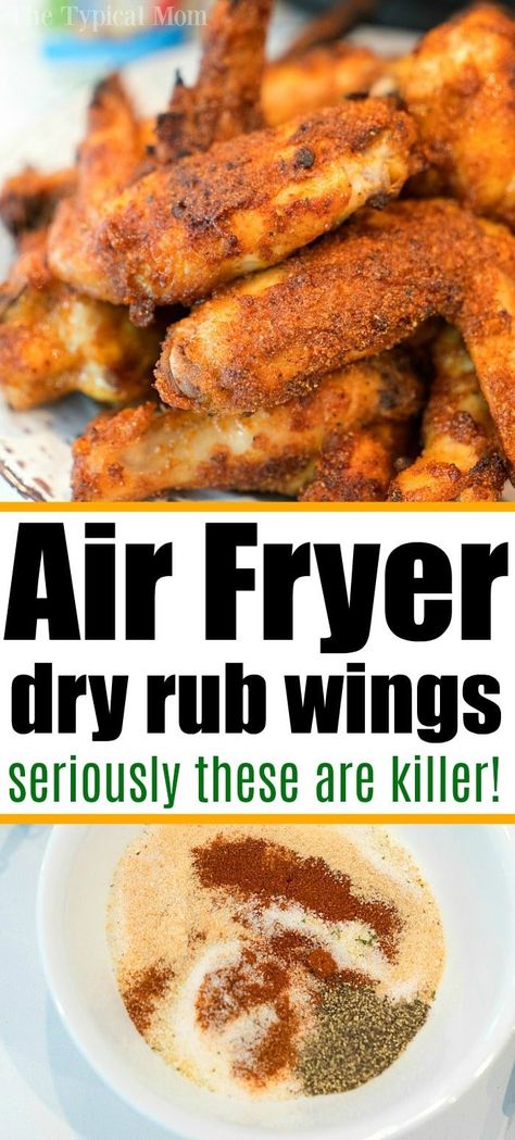 Naked Chicken Wings, Rub For Chicken Wings, Air Fryer Wings Recipe, Fried Wings Recipe, Dry Rub Wings, Chicken Receipts, Rub For Chicken, Air Fryer Recipes Chicken Wings, Chicken Wing Recipes Fried