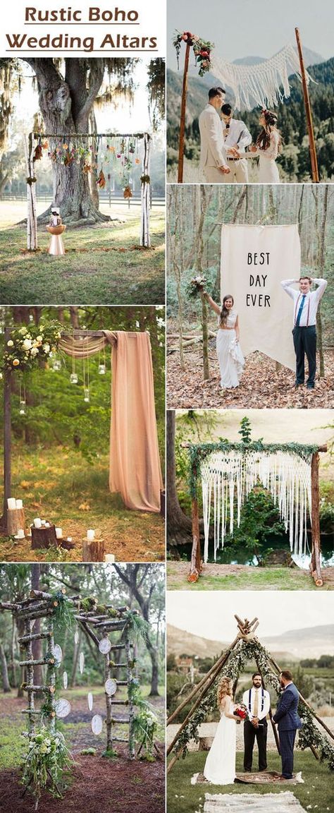 25 CHIC AND EASY RUSTIC WEDDING ARCH IDEAS FOR DIY BRIDES! #WeddingPlanning #weddings #RusticWedding #DIY #Bridal #Chic Macrame Wedding Arch Boho, Boho June Wedding, Bohemian Arch Wedding, Macrame Wedding Arch Diy, Diy Wedding Arch Decorations, Teepee Wedding Arch, Diy Boho Wedding Arch, Diy Rustic Wedding Arch, Boho Hippy Wedding