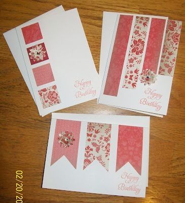 Love these quick and easy card ideas from the Crazy Stamping Lady. :) by Kimara Handmade Birthday Cards, Paper Cards, Card Layout, Card Sketches, Paper Crafts Cards, Card Tags, Creative Cards, Design Layout, Happy Birthday Cards