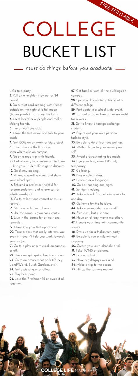 College Diary Ideas, Collage Bucket List, 100 Things To Do Before High School, Things To Do Before You Graduate High, College Students Aesthetic, Things For College Students, Highschool Bucket List, High School Bucket List, Goals For Students