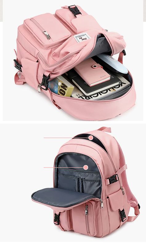 Women's Unisex Backpack School Bag Rucksack Oxford Cloth Solid Color Adjustable Large Capacity Zipper School Daily Black Purple Pink Beige 2022 - US $32.99 Cute Bags For School, Big School Bags, High School Bag, Cute School Bag, Girly Backpacks, Bags For School, Cute Stationary School Supplies, Cute School Bags, Stylish School Bags