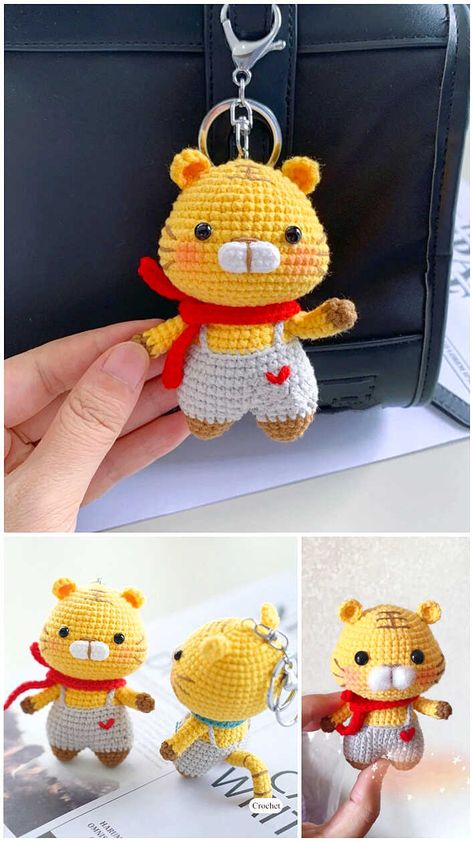 Teddy Bear Keychain Free Amigurumi Crochet PDF Pattern - Amigurumi Fimo, Teddy Bear Keychain, Keychain Amigurumi, Amigurumi Teddy Bear, Amigurumi Free Crochet Pattern, Crochet Doll Tutorial, Crochet Pig, Bear Keychain, Crochet Needlework