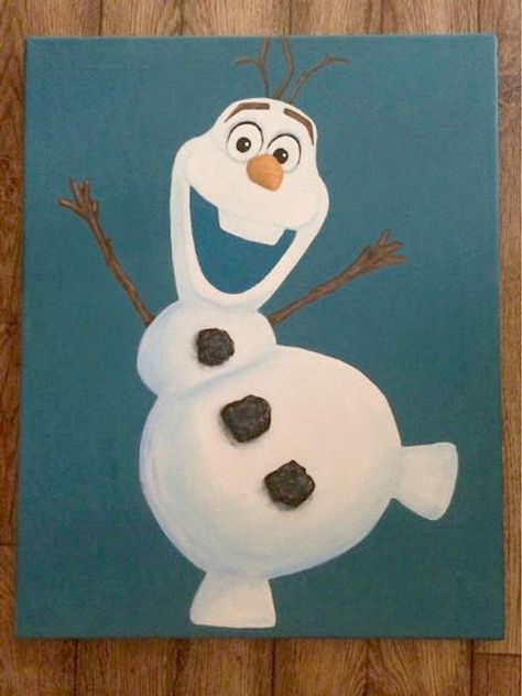 Cartonnage, Tela, Croquis, Frozen Canvas, Disney Canvas Paintings, Olaf From Frozen, Frozen Painting, Happy Snowman, Art Du Croquis