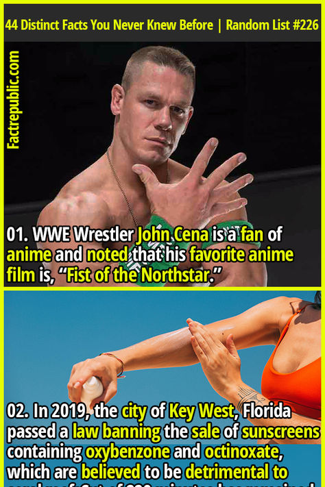 01. WWE Wrestler John Cena is a fan of anime and noted that his favorite anime film is, “Fist of the Northstar.” #sports #florida #usa #america #unitedstates #didyouknow #health #science #knowledge #education Random Facts, Hay Bales, Wwe Facts, Science Knowledge, Fact Republic, Wwe Wrestlers, Florida Usa, John Cena, National Guard