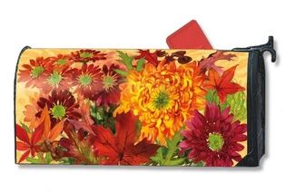 Autumn Bouquet Magnetic Mailbox Cover. Easily snaps into place onto a metal mailbox. Fall Mailbox, Magnetic Mailbox Covers, Autumn Bouquet, Metal Mailbox, Plumeria Flowers, Mailbox Covers, Mailbox Cover, Outdoor Holiday Decor, Fall Bouquets