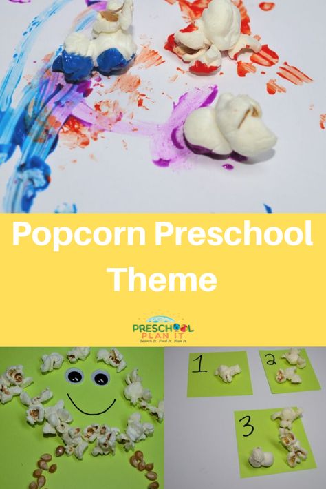 Yum! Did someone say Popcorn!? Yep, this is a tasty popcorn preschool theme! Popcorn Art Preschool, Popcorn Preschool Activities, Movie Theme Preschool, Popcorn Activities For Preschool, Preschool Popcorn Activities, Popcorn Activities, Circus Week, Director Board, Movie Theater Theme