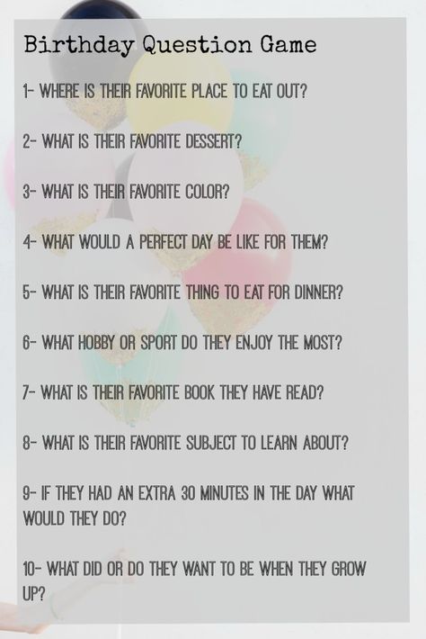 Favorite Birthday Traditions and Crepes - Nesting With Grace Sweet 16 Question Game, 85th Birthday Party Games, Birthday Questions For Adults Fun, 50th Birthday Game Ideas, 40 Questions Game, Birthday Trivia Questions For Adults, Birthday Ideas Games, 13th Birthday Party Games, 13 Bday Party Ideas