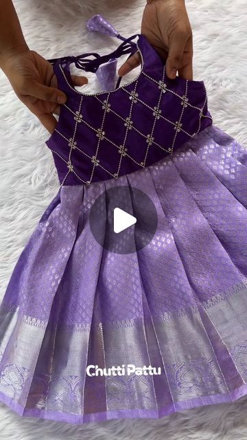 Chutti Pattu on Instagram: "💜 Lovely lavendar tieup frock 💜  Our beautiful best-seller color combo in tieup frock pattern 😍  Item code: CPM_0149  Fabric: Kanchipuram soft silk  🌟 Silver beads work on the top portion,giving it an elegant look🥰.  Can't wait to see your little chutties in this beautiful color combo outfit.  Here are the Terms and Conditions:  * Kindly DM us for orders and queries  * We take Urgent orders too * Customizations can be done (Price may vary according to size and age) * Extra allowances only provided for sides of the top (not applicable for skirts) * Only Online payments, No COD available * Color may slightly vary in real time because of lighting and camera settings. * Orders will be dispatched within 2 weeks.  To order, DM us or WhatsApp at +91 87789 13557  # Pattu Frocks For Baby Girl, Frock Designs For Girl Kids, Kids Pattu Frock Designs, Kids Skirt And Top Designs, Baby Pattu Frocks Designs, Pattu Frocks For Kids, Silk Frocks For Kids, Baby Girls Frock Design, Pattu Frocks