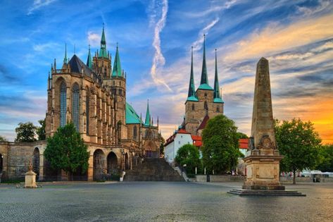 Erfurt Germany, German Travel, Gothic Buildings, Gothic Cathedrals, Grand Mosque, Hagia Sophia, Mayan Ruins, Celebrity Travel, Beautiful Buildings