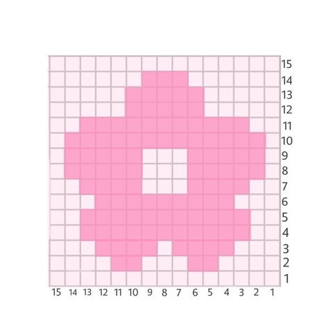 Crochet Pattern Drawing, Tapestry Crochet Square Pattern, Crochet Grid Flower, Crochet Grid Patterns Square, Square Pixel Art Pattern, Basic Alpha Patterns, Pixel Small Art, Alpha Pattern Granny Square, Pixel Flowers Art