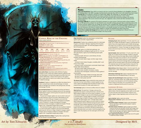 [5e][Creature] Cyphus, King of the Undying - Imgur Dnd Boss Monster, Dnd Boss Ideas, Dnd Bosses, Homebrew Monsters, Monster Manual, Dnd Stats, Dragons 5e, 5e Homebrew, Dnd Homebrew