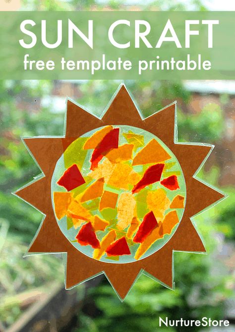 Sunset Craft Preschool, Sun Stands Still Bible Craft, Summer Sun Catcher Crafts For Kids, Sun Moon Stars Craft Preschool, Sun Art And Craft Preschool, Sun Catcher Templates Free Printable, Sun Prek Activities, Sun Catcher Crafts For Kids, Kick Off To Summer Crafts