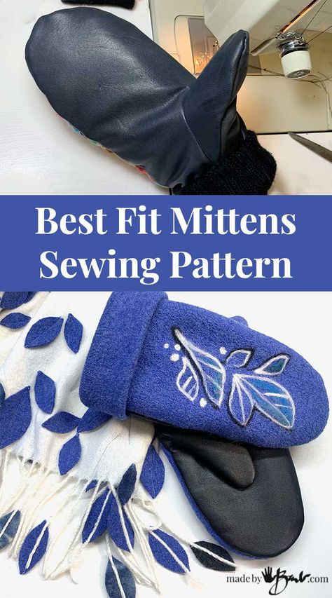 Best Fit Mittens Sewing Pattern - Made By Barb - make your own Couture, Sew Mittens Pattern Free, Leather Mittens Pattern, Mittens Pattern Sewing, Fabric Mittens, Fur Mittens Pattern, Mittens Sewing Pattern, Sewing Machine Drawing, Diy Mittens