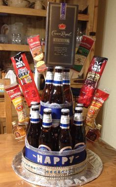 Beer cake! Going to do this for the Mr. for Valentines Day this year i think...but with Jack Daniels & Redstripe beer. Diy Beer Gifts, Beer Cakes For Men, 21st Birthday Cake Ideas, Beer Can Cakes, Birthday Beer Cake, Cake In A Can, Diy Beer, Beer Cake, 21st Birthday Cakes
