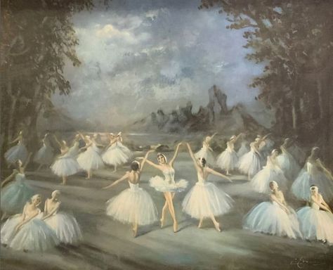 Since so many of you have enjoyed the ballet painting by 20thc English artist Carlotta Edwards that I’ve posted in the past, here’s… | Instagram Nature, Tumblr, Carlotta Edwards, Ethereal Paintings, Ballerina Room Decor, Ballet Wallpaper, Swan Ballet, Enchanted Lake, 1950s Decor