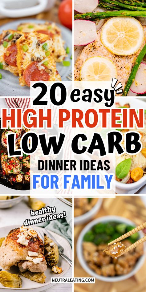 High Protein Low Carb Dinner Ideas! Low Carb Dinner Date Night Recipes. High Protein Low Carb Dinners, High Protein Low Carb Meal Prep, High Protein Low Carb Recipes Dinner, High Fiber Dinner, High Protein Diet Plan, High Protein Recipes Dinner, Dinner Ideas For Family, Protein Dinner Recipes, High Protein Low Carb Meals Plan