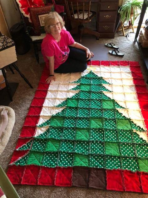 Xmas Tree Quilt Pattern, Quilting Projects Christmas, Rag Quilt Christmas Tree Pattern, Snowman Rag Quilt Pattern, Christmas Tree Rag Quilt, Christmas Tree Rag Quilt Patterns, New Quilt Patterns 2023, Christmas Rag Quilt Patterns, Christmas Quilts Easy