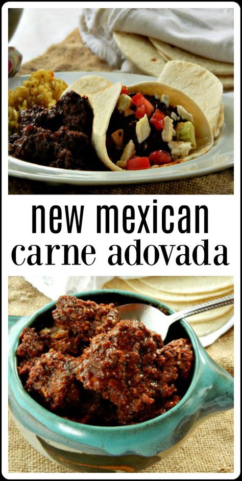 Carne Adovada Crock Pot, New Mexico Food Recipes, Carne Adovada New Mexico Recipe, Carne Adovada New Mexico, Adovada Recipe, Pork Braised, Carne Guisada Recipe, Carne Adobada, State Recipes