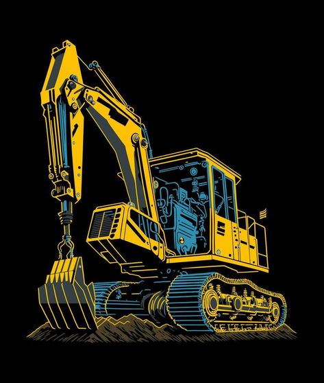 Big yellow excavator vector clip art. Construction vehicle Excavator Vector, Excavator Logo, Construction Vehicle, Construction Machines, Hand Drawn Vector Illustrations, Construction Vehicles, Heavy Equipment, Vector Photo, Cartoon Styles