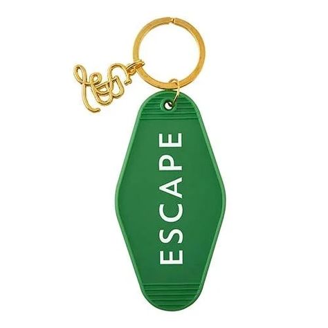 Add a pop of color with a vintage twist to your keys! · Double jump ring keeps keys secure· Key Tag Reads: Escape· Material: Metal/Plastic· Size: 1.75" W x 3.5" L Motel Key, Vintage Motel, Cute Phrases, You Drive Me Crazy, Honeymoon Suite, Key Tags, Key To My Heart, Terry Towel, Desk Set