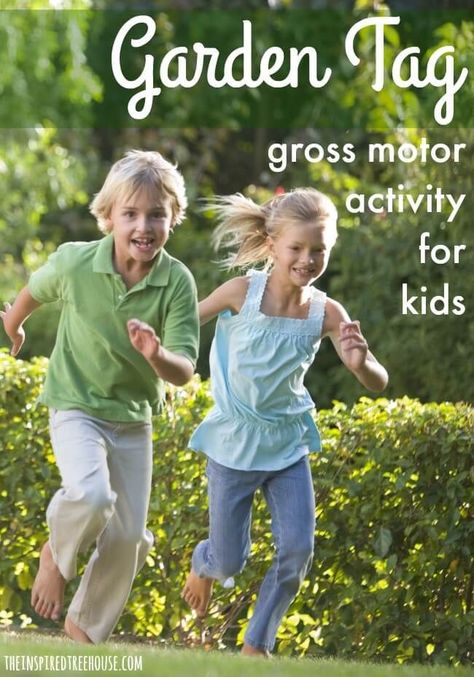 The Inspired Treehouse - GROSS MOTOR ACTIVITIES: GARDEN TAG.  A new twist on the classic game of tag! Science Games For Kids, Tag Games, Gross Motor Activity, Education Games, Occupational Therapy Activities, Science Games, Motor Planning, Garden Tags, Math Games For Kids